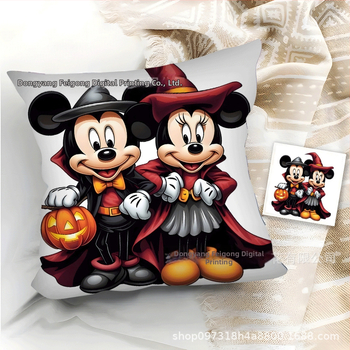TEMU Ζεστό σε πωλήσεις τυπωμένο κοντό βελούδινο μαξιλαροθήκη Halloween Series Home Μαλακή και άνετη τετράγωνη μαξιλαροθήκη