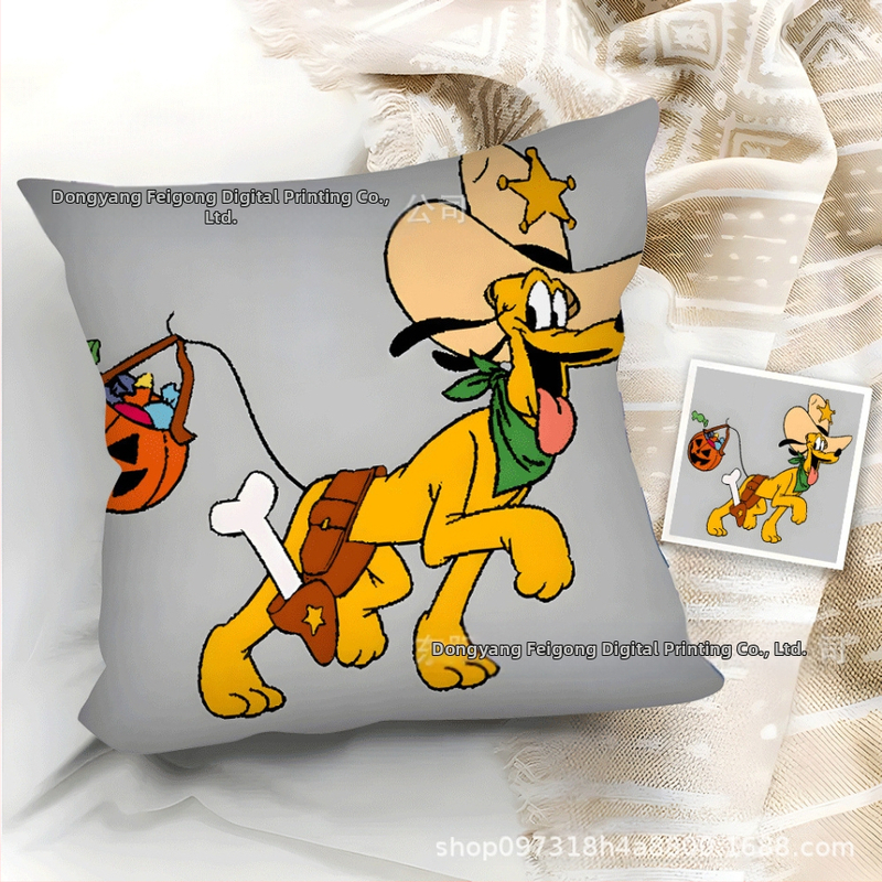 TEMU népszerű rajzfilmmintás rövid plüss párnahuzat Halloween sorozat otthoni puha és kényelmes négyzet alakú párnahuzat