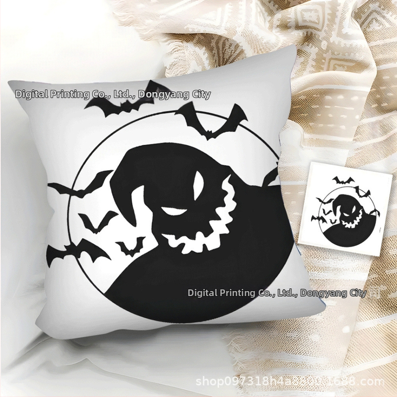 TEMU népszerű rajzfilmmintás rövid plüss párnahuzat Halloween sorozat otthoni puha és kényelmes négyzet alakú párnahuzat