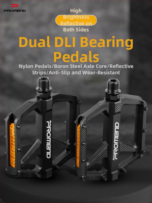 Велосипедни педали Promend с найлонов колан, рефлектор, двоен Du интегриран противоплъзгащ пирон, педал за планински велосипед