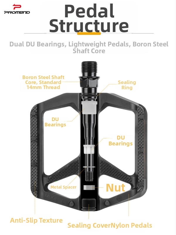 Велосипедни педали Promend с найлонов колан, рефлектор, двоен Du интегриран противоплъзгащ пирон, педал за планински велосипед