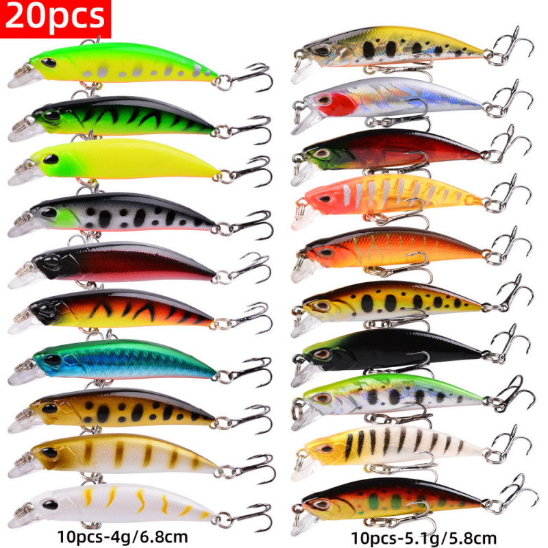 20 spalvų panardintas/plūduriuojantis Mino kostiumas Luya masalas mišrių spalvų 2 dydžių 2 svorio el. prekybos žvejybos įranga masalas