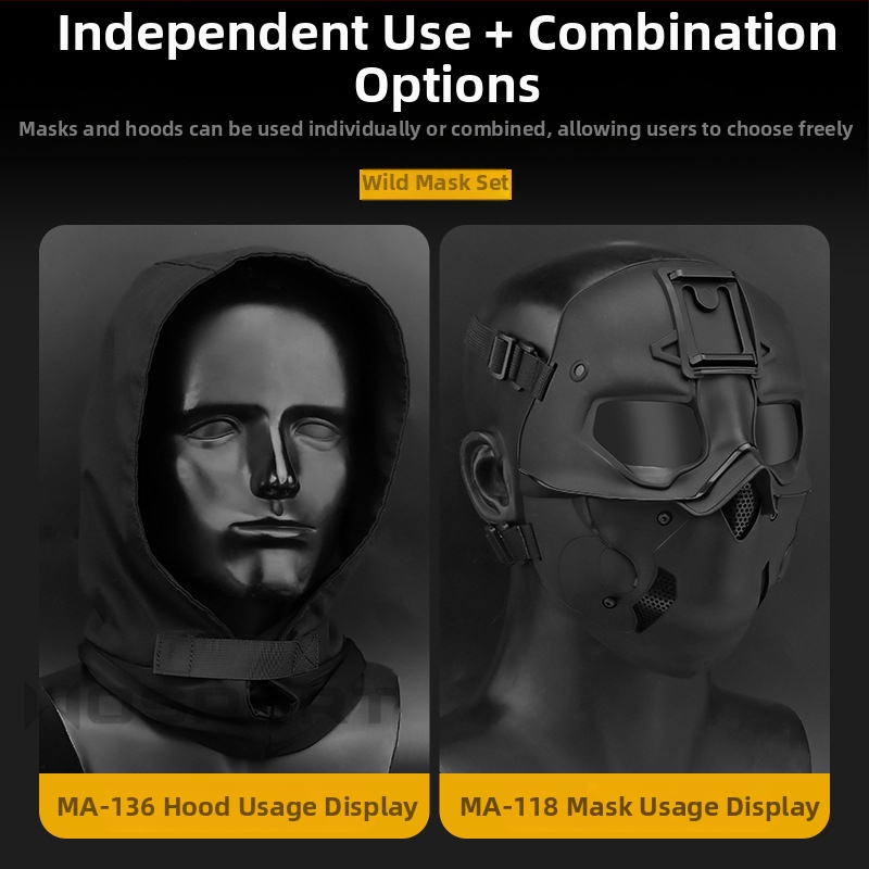 WOSPORT Wild Mask Suit Headgear Mask Dual Use Mode Full Face Protection Solid Color