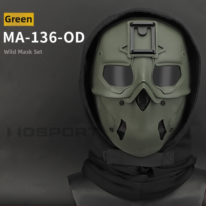 WOSPORT Wild Mask uzvalks, galvassega, maska, divējāda lietojuma režīms, pilna sejas aizsardzība, vienkrāsains