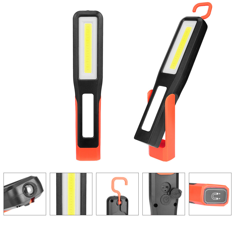 Lampă de lucru COB multifuncțională transfrontalieră, lumină de inspecție cu încărcare USB și cârlig cu bandă, lumină de întreținere a bateriei încorporată