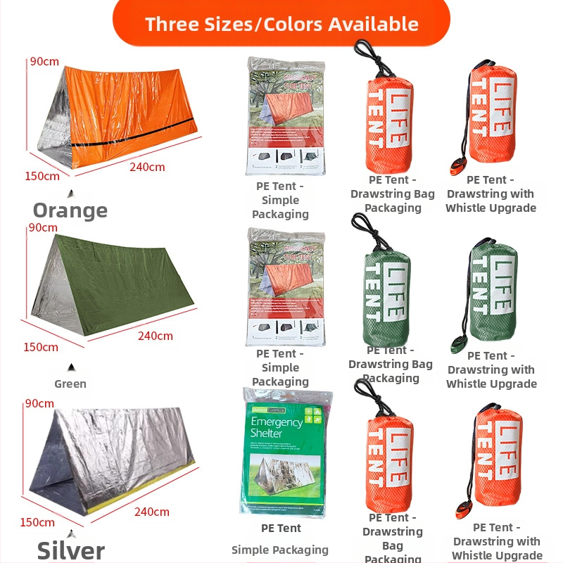 Преносима палатка за спешни случаи на открито, спасителна и помощ при бедствия, къмпинг, студоустойчив спален чувал, термо одеяло, планинарство, къмпинг, дропшипинг