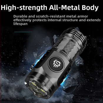 Νέος διασυνοριακός ισχυρός φακός τριών ματιών με φωτεινό φακό Wick για οικιακή χρήση, φορητός, πολυλειτουργικός εξωτερικός φακός LED