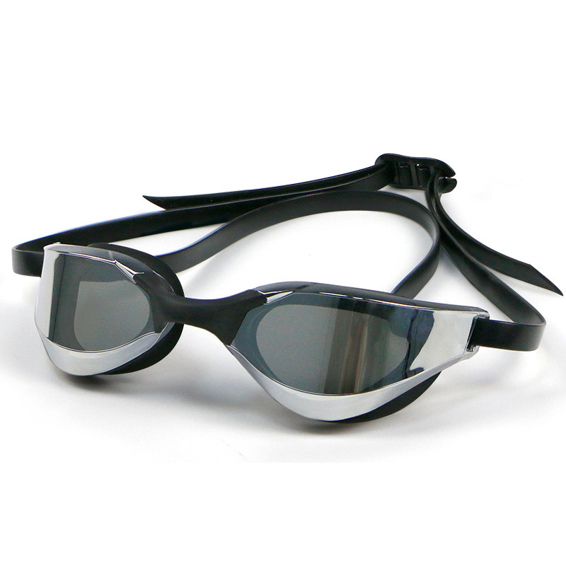 Kryžminio veidrodžio lenktyniniai plaukimo akiniai, galvanizuotos spalvingos akių apsaugos, vandeniui atsparios, nerūkančios, profesionalios treniruotės, lenktyninių plaukimo akinių krepšys