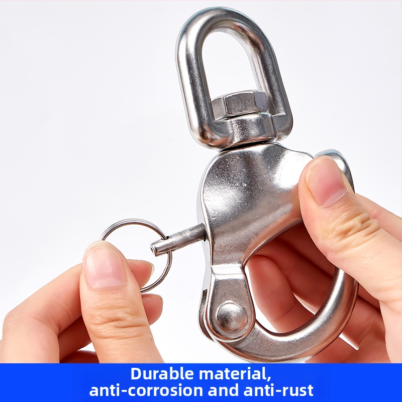 Въртяща се пружинна скоба от неръждаема стомана 304/316, аксесоари за морски хардуер, каишка, бързо освобождаваща се скоба, заключване на връзката