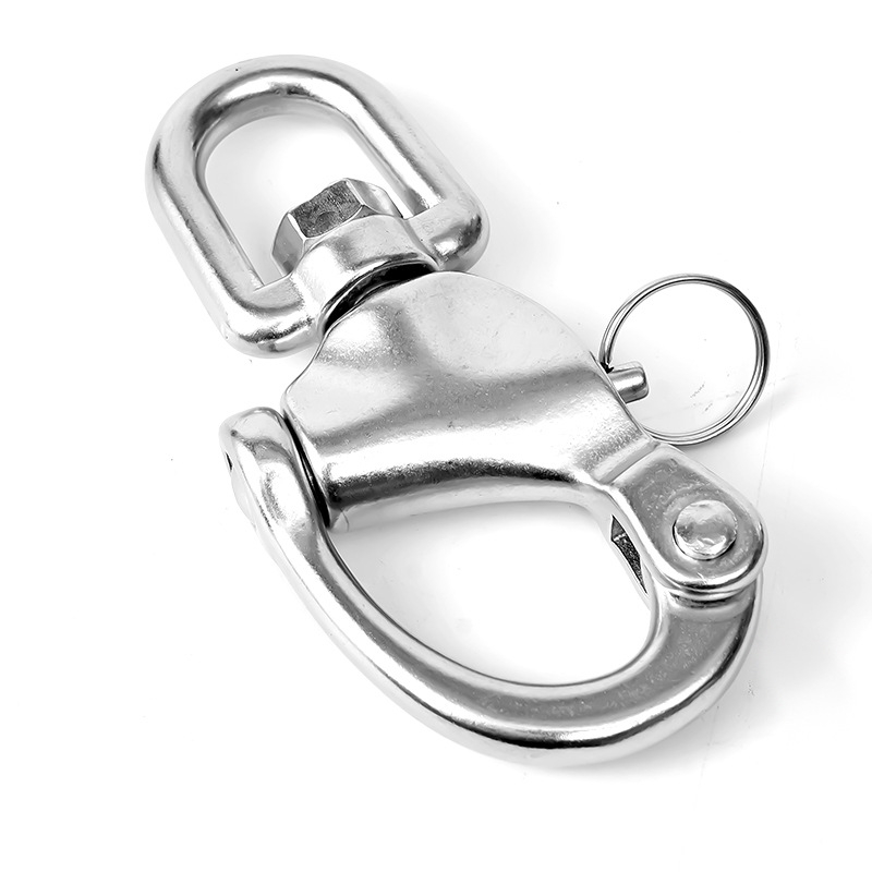 Въртяща се пружинна скоба от неръждаема стомана 304/316, аксесоари за морски хардуер, каишка, бързо освобождаваща се скоба, заключване на връзката