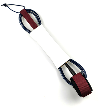 Sandėlyje esanti banglenčių virvė, 7 mm vielos skersmens, įvairių specifikacijų, banglenčių pėdų virvė su silikoniniu spaudiniu.