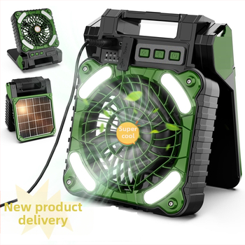 Ventilator solar portabil în aer liber, lumină de camping, pescuit, USB, cu încărcare dublă, economisire de energie, vară rece