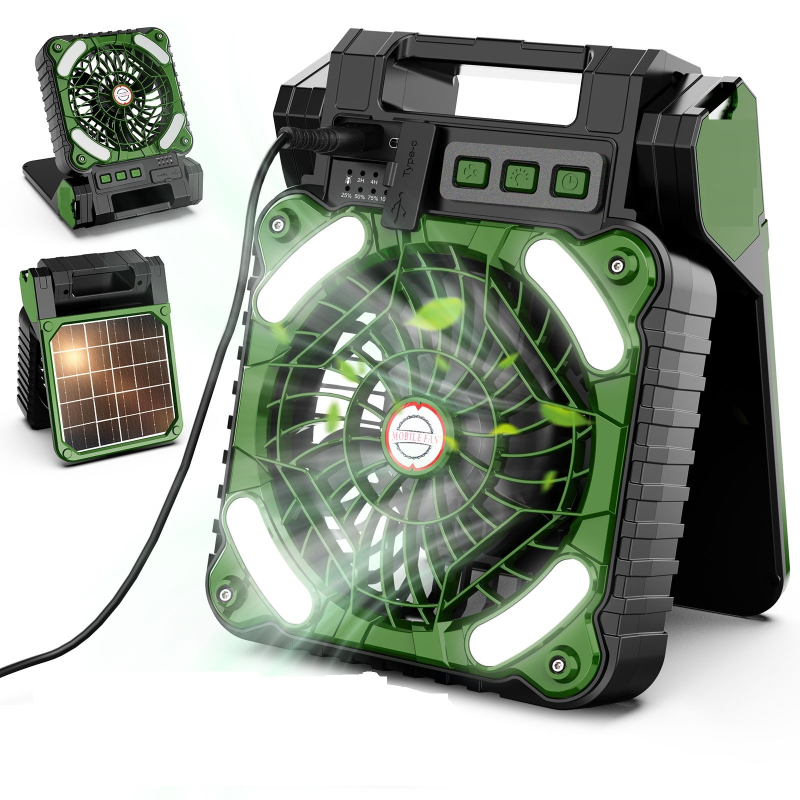 Ventilator solar portabil în aer liber, lumină de camping, pescuit, USB, cu încărcare dublă, economisire de energie, vară rece