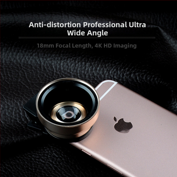 Tootja 0,45x lainurkobjektiiv, moonutusteta, 12,5x makro 2-ühes objektiiv, selfie-mobiiltelefoni väline objektiiv