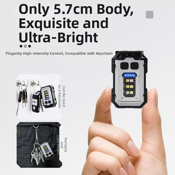 Εξωτερικός φακός Edc, φως μπρελόκ, πολλαπλών λειτουργιών, επαναφορτιζόμενος εξωτερικός φωτισμός εργασίας, φορητός φακός με τρεις πηγές φωτός, ισχυρός φακός