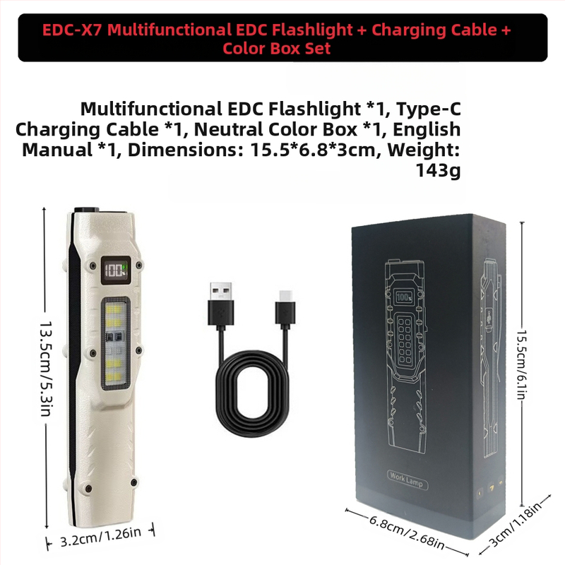 Kültéri Edc zseblámpa kulcstartó lámpa többfunkciós újratölthető kültéri munkalámpa három fényforrású hordozható erős fényű zseblámpa