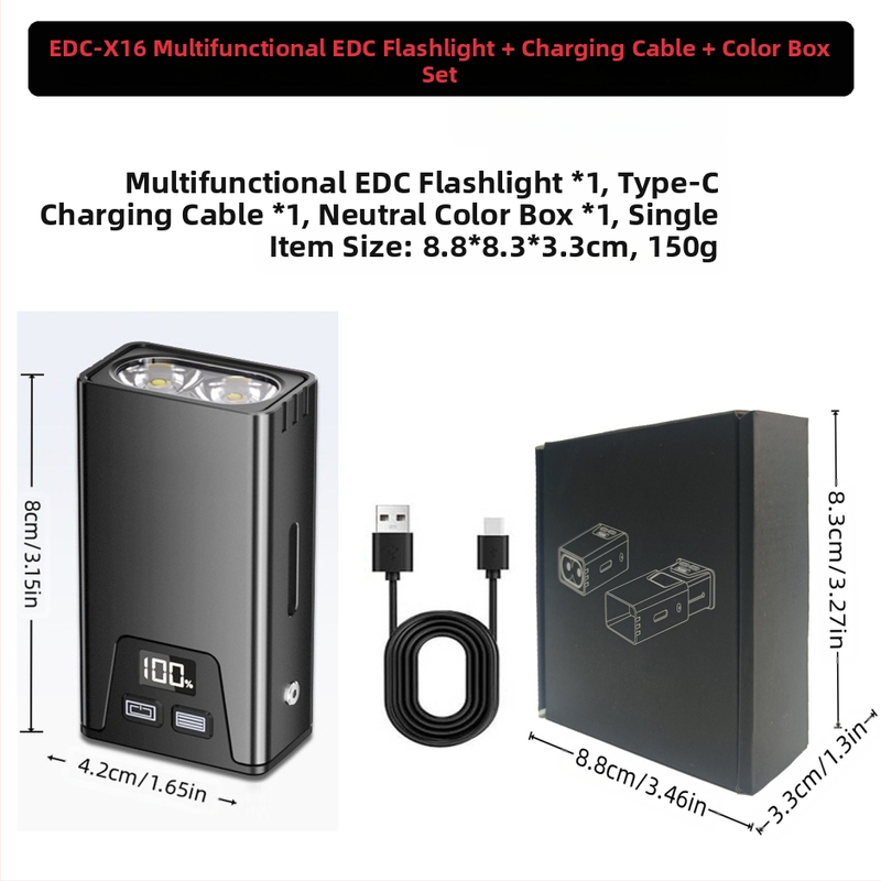 Kültéri Edc zseblámpa kulcstartó lámpa többfunkciós újratölthető kültéri munkalámpa három fényforrású hordozható erős fényű zseblámpa