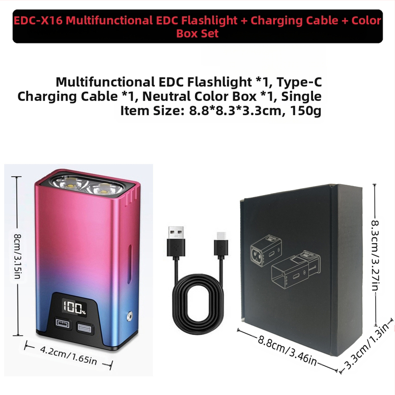 Kültéri Edc zseblámpa kulcstartó lámpa többfunkciós újratölthető kültéri munkalámpa három fényforrású hordozható erős fényű zseblámpa