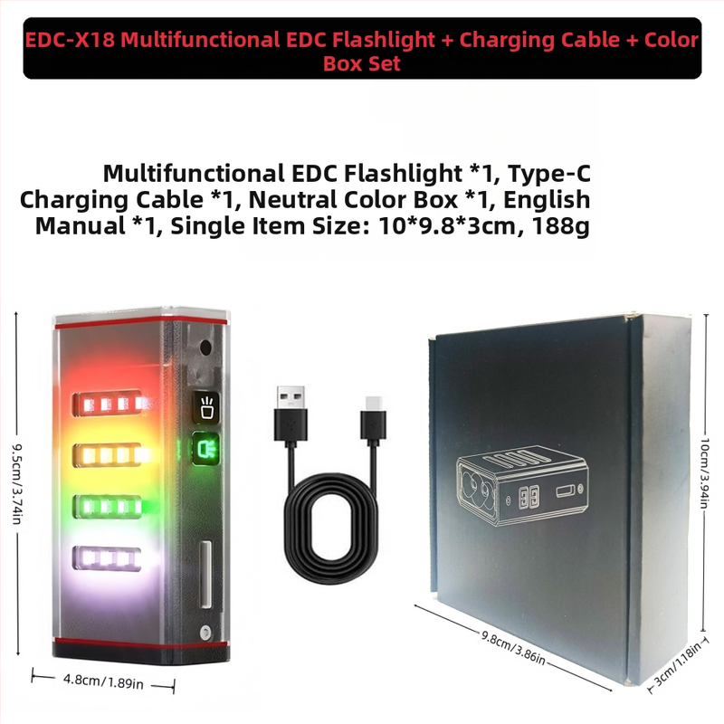 Kültéri Edc zseblámpa kulcstartó lámpa többfunkciós újratölthető kültéri munkalámpa három fényforrású hordozható erős fényű zseblámpa