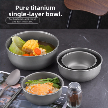 Rūpnīcas noieta tīra titāna bļoda, āra kempinga titāna bļoda, lauka galda piederumi, pārnēsājama, sakrauta titāna bļoda