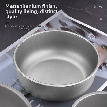 Rūpnīcas noieta tīra titāna bļoda, āra kempinga titāna bļoda, lauka galda piederumi, pārnēsājama, sakrauta titāna bļoda