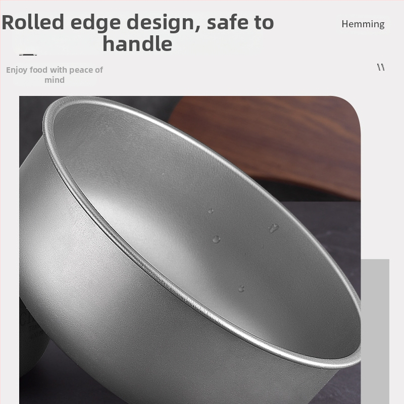 Rūpnīcas noieta tīra titāna bļoda, āra kempinga titāna bļoda, lauka galda piederumi, pārnēsājama, sakrauta titāna bļoda