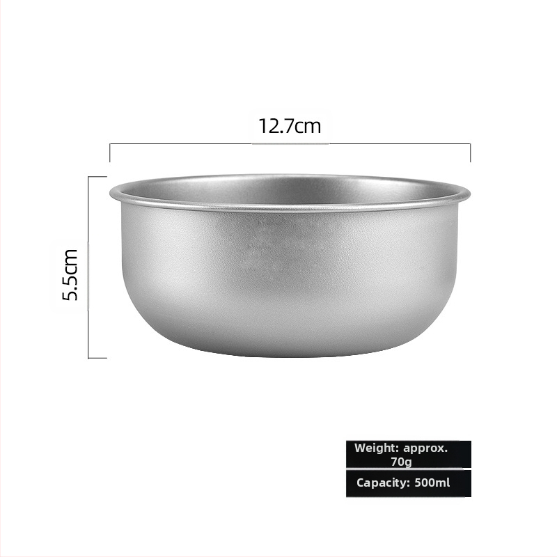 Rūpnīcas noieta tīra titāna bļoda, āra kempinga titāna bļoda, lauka galda piederumi, pārnēsājama, sakrauta titāna bļoda