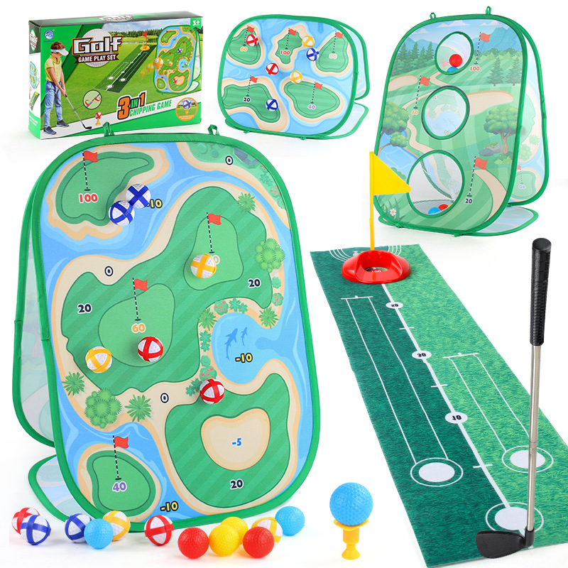 Трансграничен детски голф три-в-едно костюм за хвърляне на костюм за голф, сгъваема палатка с торба с пясък, състезателна играчка за свободното време на закрито