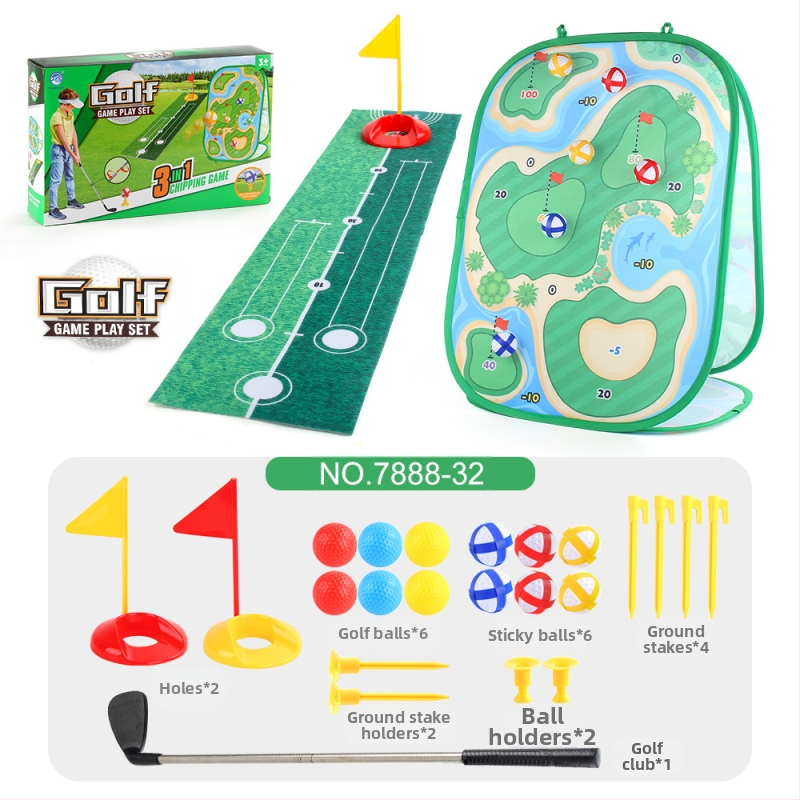 Трансграничен детски голф три-в-едно костюм за хвърляне на костюм за голф, сгъваема палатка с торба с пясък, състезателна играчка за свободното време на закрито