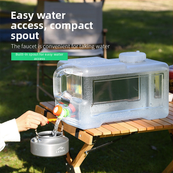Εξωτερικός διαφανής κουβάς με βρύση Αυτοκίνητο κάμπινγκ στυλ αυτο-οδήγησης Μεταλλικό νερό Καθαρό πόσιμο νερό Αποθήκευση δεξαμενής νερού