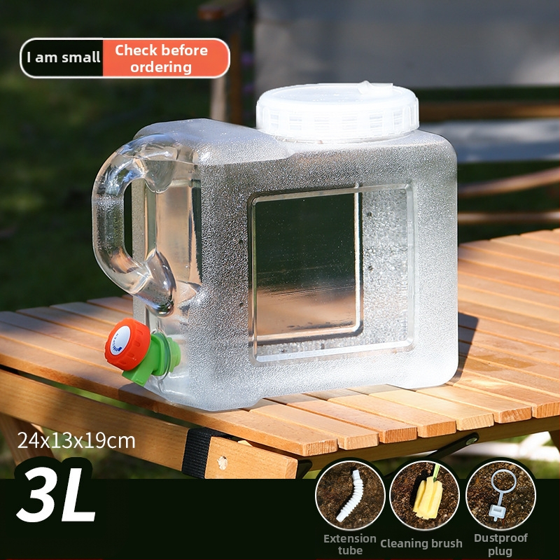 Kültéri átlátszó vödör csapteleppel, autós kemping stílusú önvezető túra, ásványvíz, tiszta ivóvíz tároló, víztároló tartály