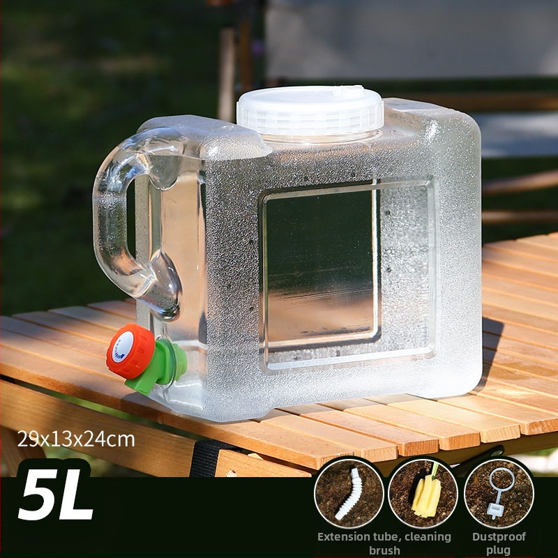 Kültéri átlátszó vödör csapteleppel, autós kemping stílusú önvezető túra, ásványvíz, tiszta ivóvíz tároló, víztároló tartály