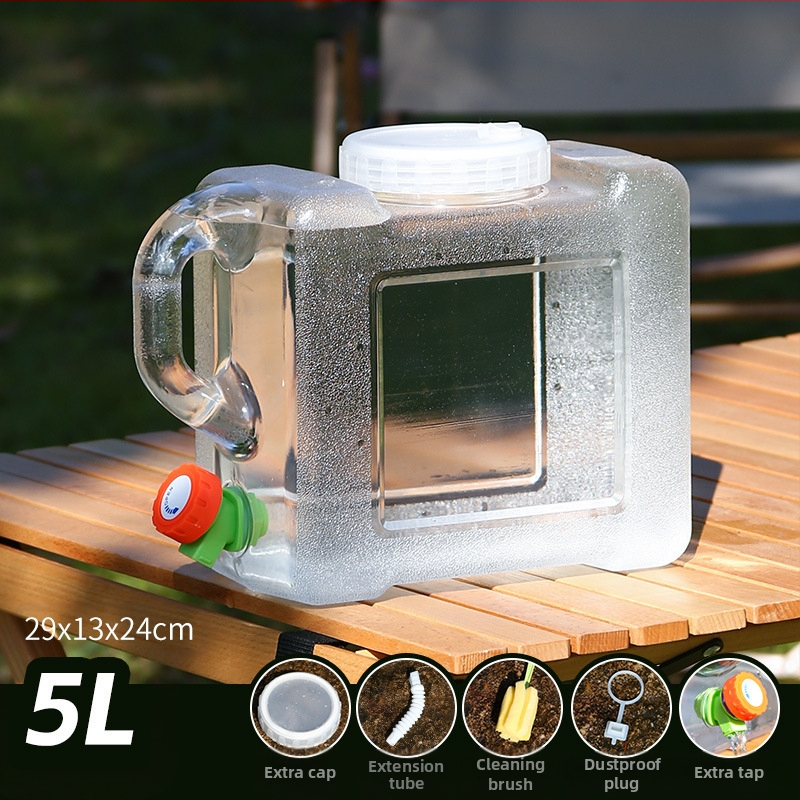 Kültéri átlátszó vödör csapteleppel, autós kemping stílusú önvezető túra, ásványvíz, tiszta ivóvíz tároló, víztároló tartály