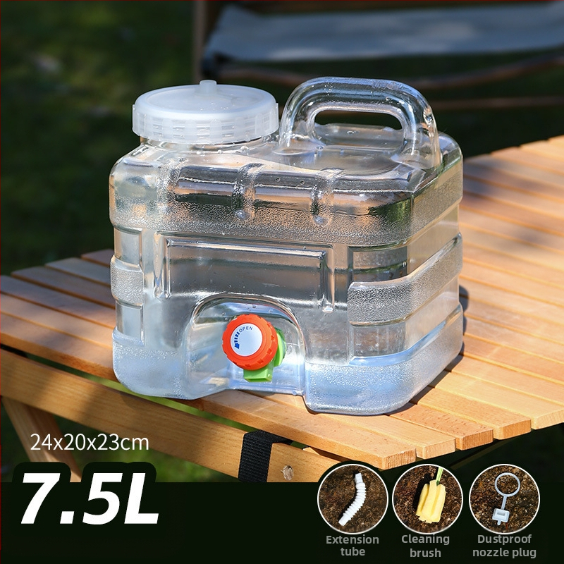 Kültéri átlátszó vödör csapteleppel, autós kemping stílusú önvezető túra, ásványvíz, tiszta ivóvíz tároló, víztároló tartály