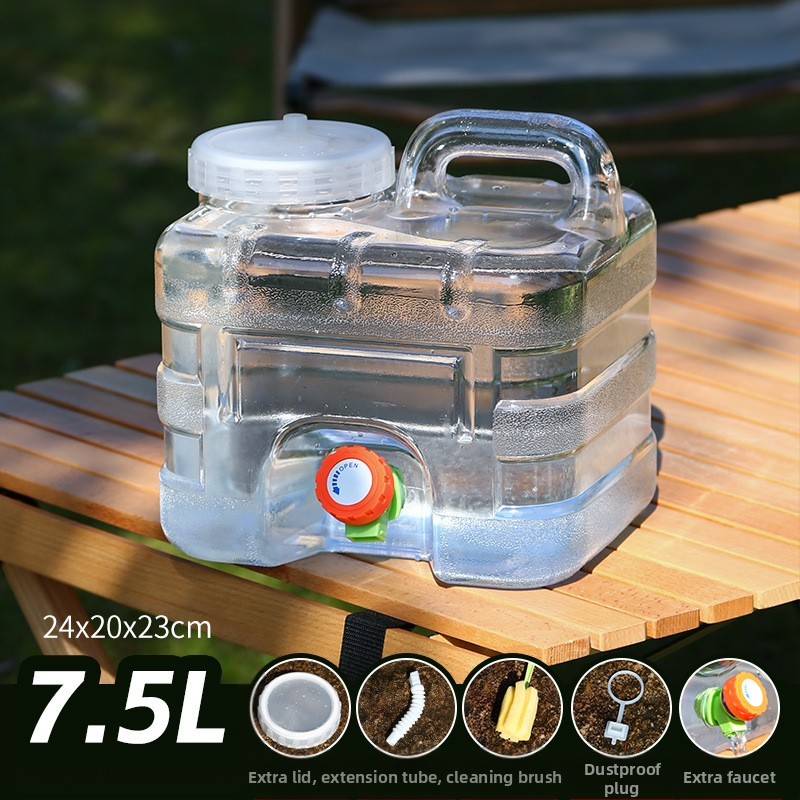 Kültéri átlátszó vödör csapteleppel, autós kemping stílusú önvezető túra, ásványvíz, tiszta ivóvíz tároló, víztároló tartály