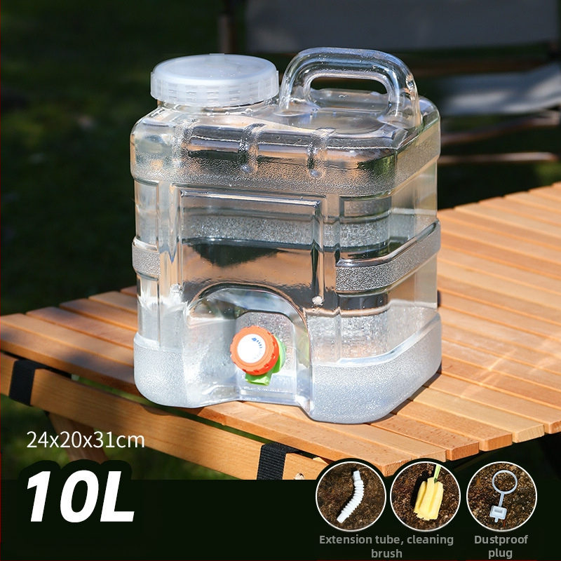 Kültéri átlátszó vödör csapteleppel, autós kemping stílusú önvezető túra, ásványvíz, tiszta ivóvíz tároló, víztároló tartály