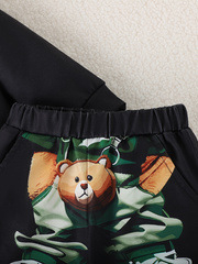 2024-es újszülött fiú őszi-téli rajzfilmfigura, aranyos kis energiával nyomtatott kétrészes öltöny, kapucnis pulóver és lezser nadrág