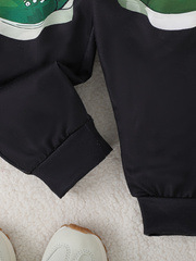 2024-es újszülött fiú őszi-téli rajzfilmfigura, aranyos kis energiával nyomtatott kétrészes öltöny, kapucnis pulóver és lezser nadrág