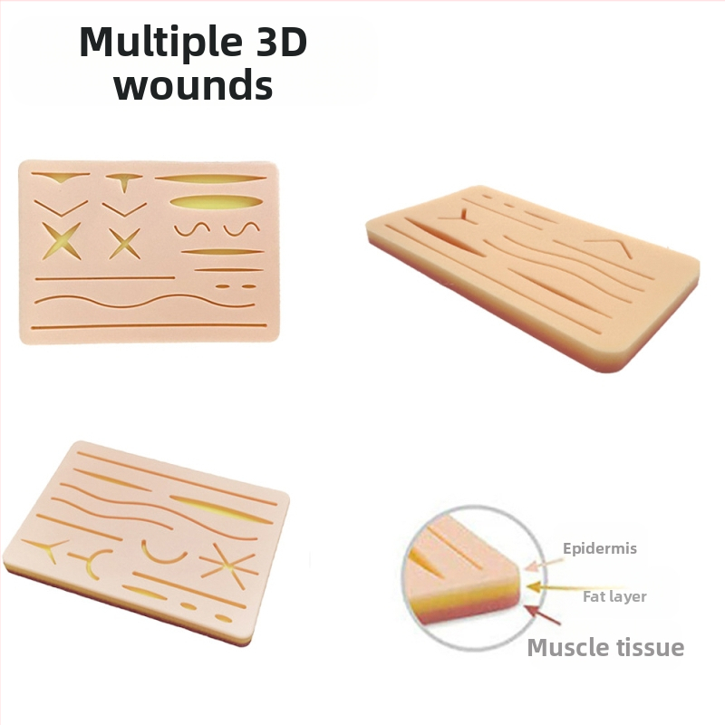 Модул за упражнения за многораневи шевове, силиконова хирургия на кожата, студенти по медицина, симулиран инструмент за обучение по дебридман на раневи шевове