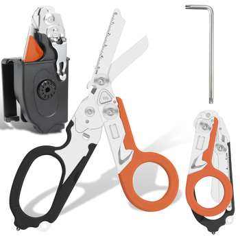 Πολυλειτουργικό ψαλίδι Raptor 6 σε 1 με κουτί αποθήκευσης K-θήκη, διάσωση έκτακτης ανάγκης, εύθραυστο παράθυρο αυτοκινήτου, πτυσσόμενο, εύκολο στη μεταφορά