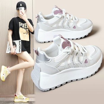 Bn020 Új 2025 tavaszi és nyári színben egyező tornacipők Vastag talpú alkalmi női cipők Női cipők Alkalmi kerek orrú K-stílusú