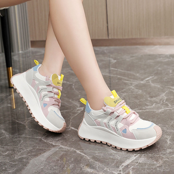 Bn020 Νέα αθλητικά παπούτσια άνοιξης και καλοκαιριού 2025 σε ασορτί χρώματα, casual γυναικεία παπούτσια με χοντρή σόλα, Γυναικεία παπούτσια, casual, στρογγυλή μύτη, στυλ K