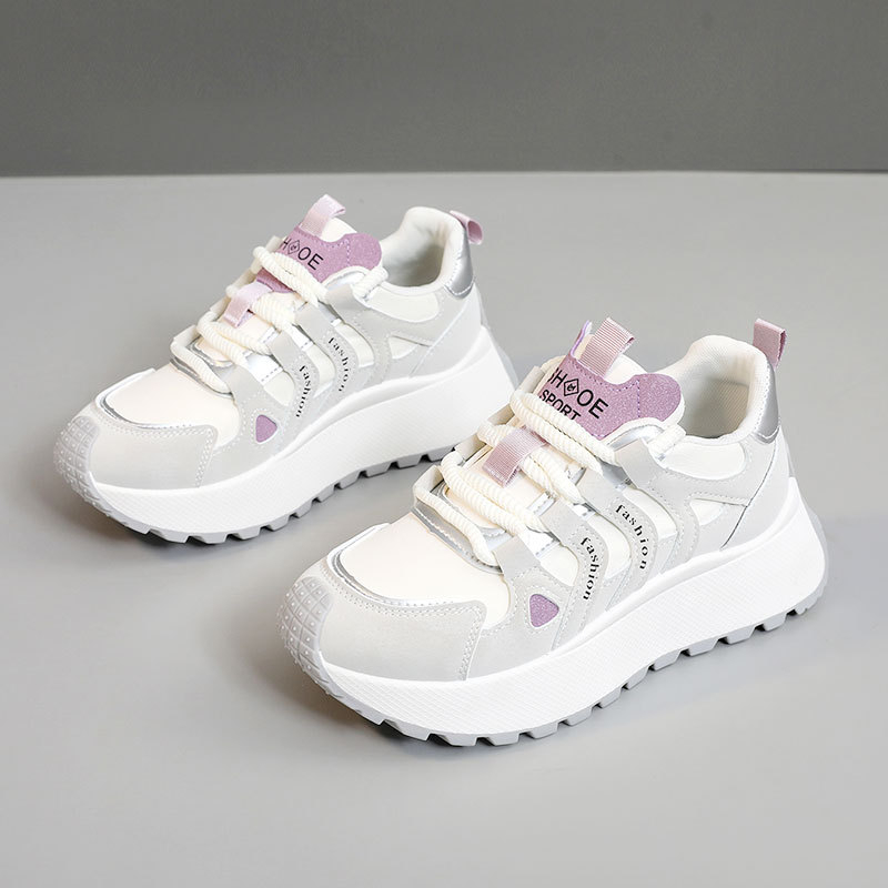 Bn020 Új 2025 tavaszi és nyári színben egyező tornacipők Vastag talpú alkalmi női cipők Női cipők Alkalmi kerek orrú K-stílusú