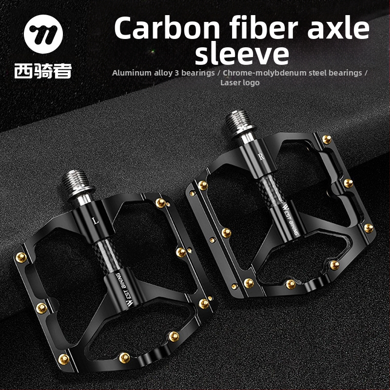 WEST BIKING 3 Peilin pedalas su anglies pluošto veleno įvore kalnų dviračio važiavimo pedalu 3 Peilin pedalas poliruotas paviršius
