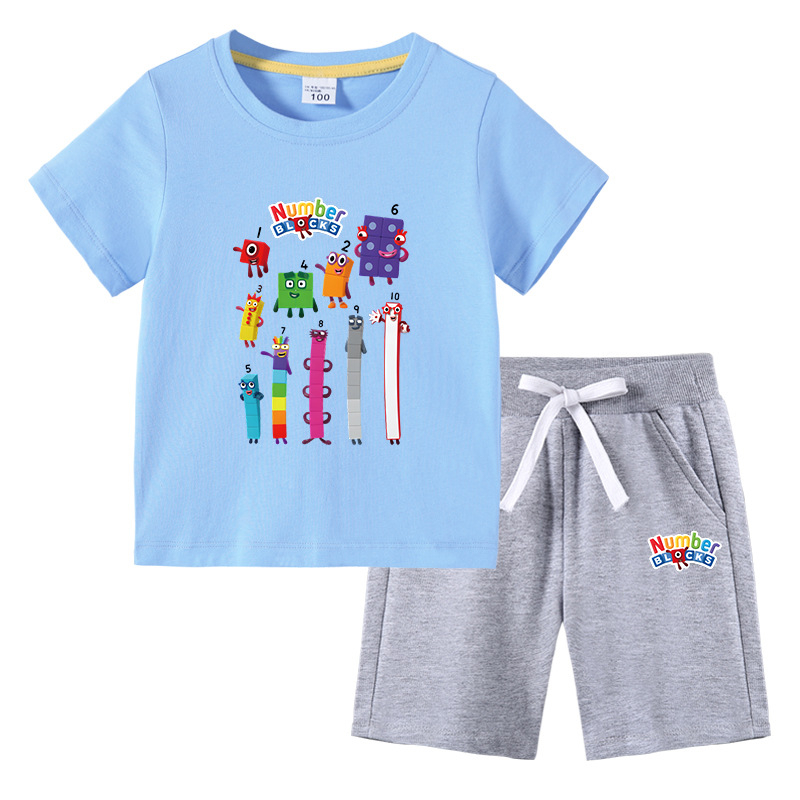 Gyerek fiú póló nyári új félujjú gyermekruházat diákoknak koreai pamut lányok rövid ujjú nadrág kétrészes öltöny