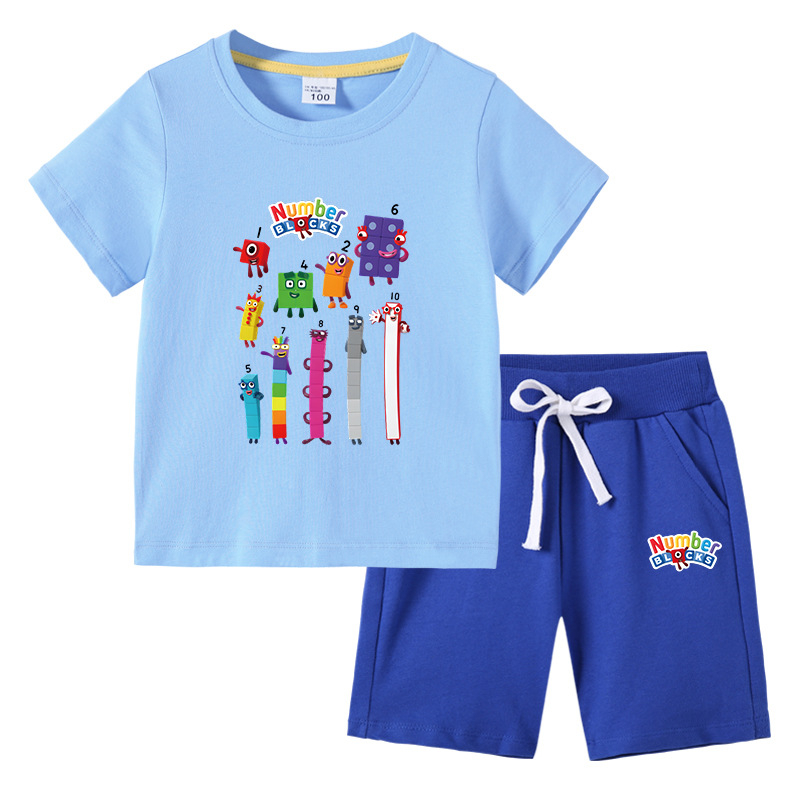 Gyerek fiú póló nyári új félujjú gyermekruházat diákoknak koreai pamut lányok rövid ujjú nadrág kétrészes öltöny