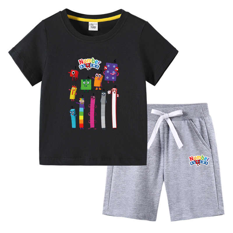 Gyerek fiú póló nyári új félujjú gyermekruházat diákoknak koreai pamut lányok rövid ujjú nadrág kétrészes öltöny