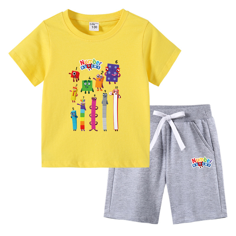 Gyerek fiú póló nyári új félujjú gyermekruházat diákoknak koreai pamut lányok rövid ujjú nadrág kétrészes öltöny