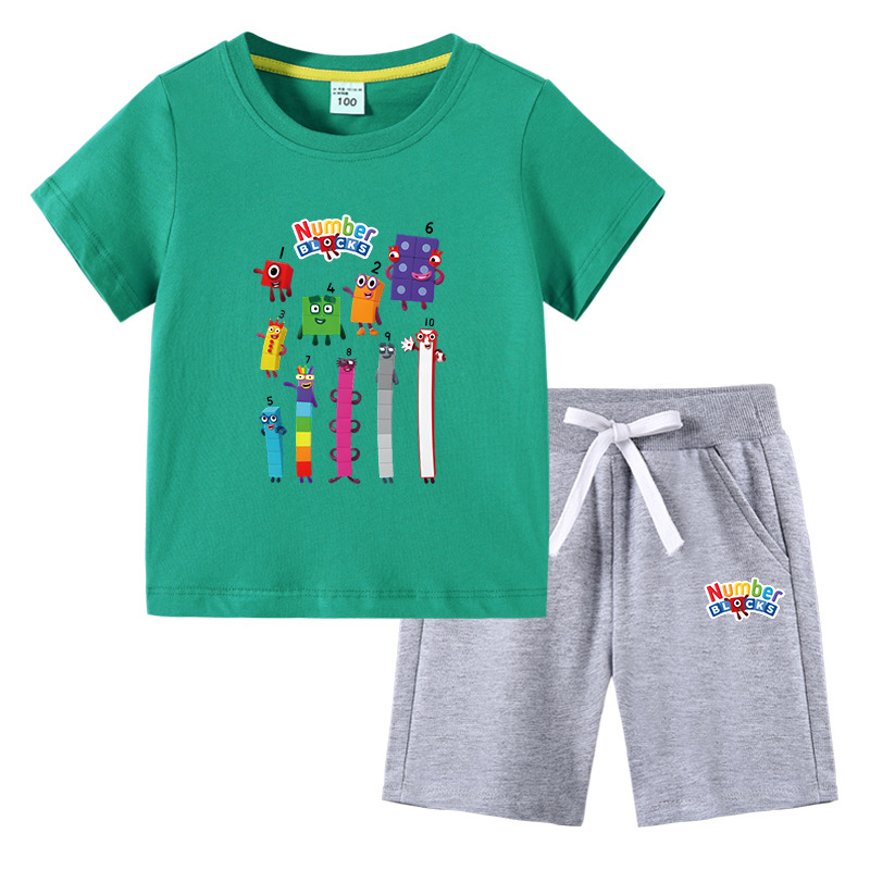 Gyerek fiú póló nyári új félujjú gyermekruházat diákoknak koreai pamut lányok rövid ujjú nadrág kétrészes öltöny