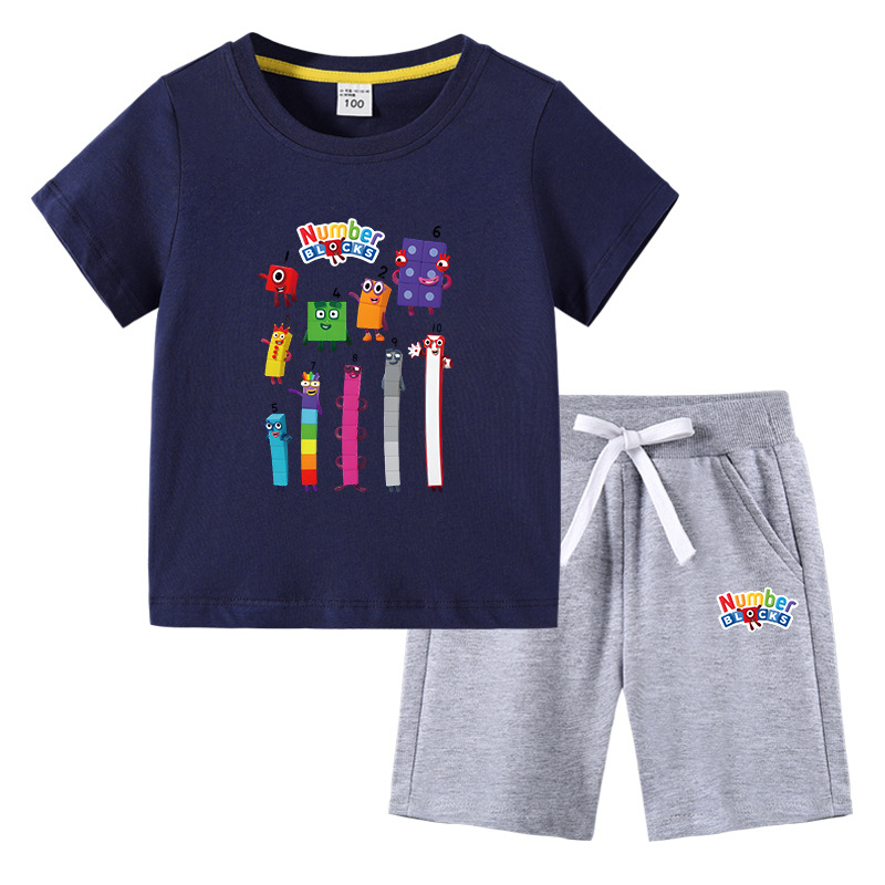 Gyerek fiú póló nyári új félujjú gyermekruházat diákoknak koreai pamut lányok rövid ujjú nadrág kétrészes öltöny